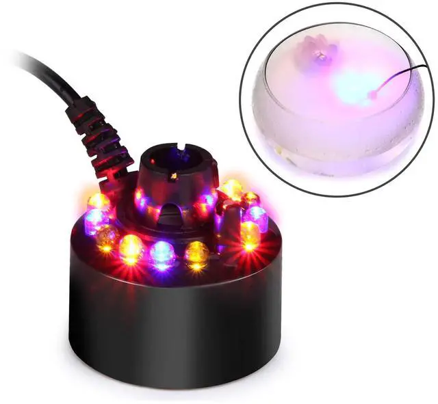 Main image of AGPTEK 12 LED Mist Maker Water Fountain Pond Fog Atomizer Air Humidifier, Ideal For Indoor or Outdoor Fountains, Water Feature Use.