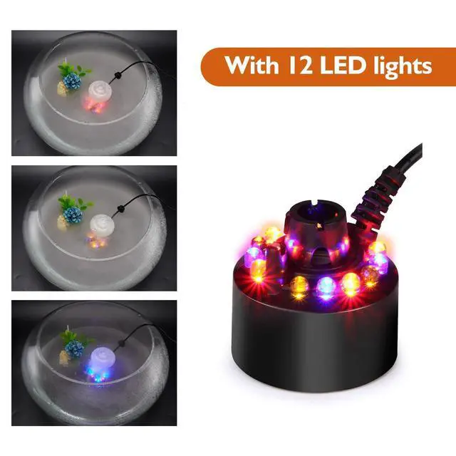 Alt view image 3 of 7 - AGPTEK 12 LED Mist Maker Water Fountain Pond Fog Atomizer Air Humidifier, Ideal For Indoor or Outdoor Fountains, Water Feature Use.