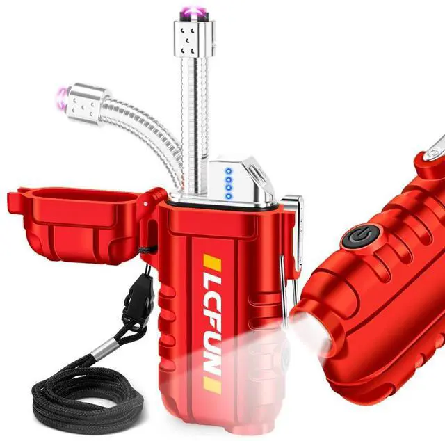 Main image of LcFun Electric Lighter Outdoor Windproof USB C Rechargeable Plasma Arc Lighters Electronic Flameless Lighter with Flashlight for Camping Hiking, Survival Kits, Tactical Gears for Men