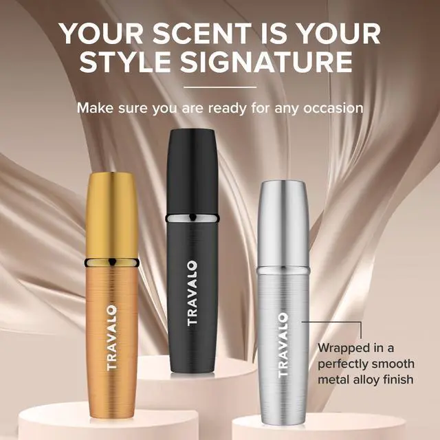 Alt view image 3 of 7 - Travalo LUX Perfume Atomizer - Leak-Proof and TSA Approved for Air Travel - Reusable Airtight Easy Fill Mini Pump Sprayer - Lightweight Portable - Brushed Polished Metal Alloy Outer Shell - Silver