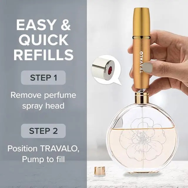 Alt view image 7 of 7 - Travalo LUX Perfume Atomizer - Leak-Proof and TSA Approved for Air Travel - Reusable Airtight Easy Fill Mini Pump Sprayer - Lightweight Portable - Brushed Polished Metal Alloy Outer Shell - Silver