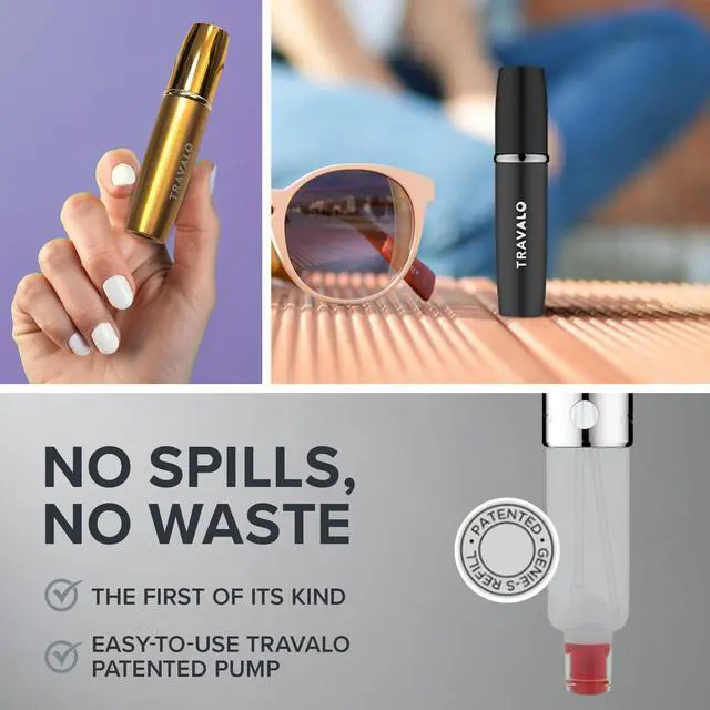 Alt view image 5 of 7 - Travalo LUX Perfume Atomizer - Leak-Proof and TSA Approved for Air Travel - Reusable Airtight Easy Fill Mini Pump Sprayer - Lightweight Portable - Brushed Polished Metal Alloy Outer Shell - Silver