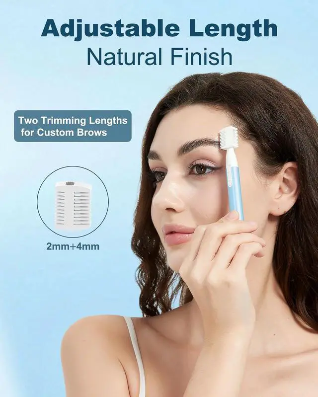 Alt view image 7 of 7 - Eyebrow & Facial Hair Trimmer, Precision Detailer with Rinseable Blade, Battery Operated, Double-Sided Razor for Fine Hair, Chin & Peach Fuzz, Compact Pen Size, Safe & Gentle Touch-ups