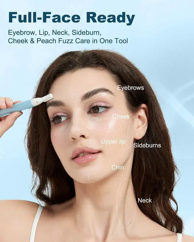 Alt view image 3 of 7 - Eyebrow & Facial Hair Trimmer, Precision Detailer with Rinseable Blade, Battery Operated, Double-Sided Razor for Fine Hair, Chin & Peach Fuzz, Compact Pen Size, Safe & Gentle Touch-ups