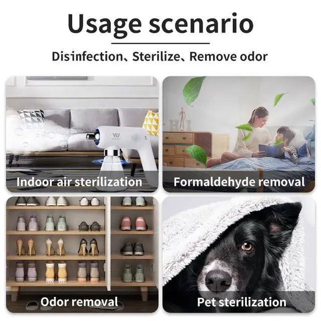 Alt view image 4 of 5 - Ozone Disinfectant Fogger Machine, O3 Generator Removable Nozzle Air/Odor Clean, Handheld Cordless Electric Nano Sanitizer Spray Gun for Touchless Sanitization Deodorate (White)