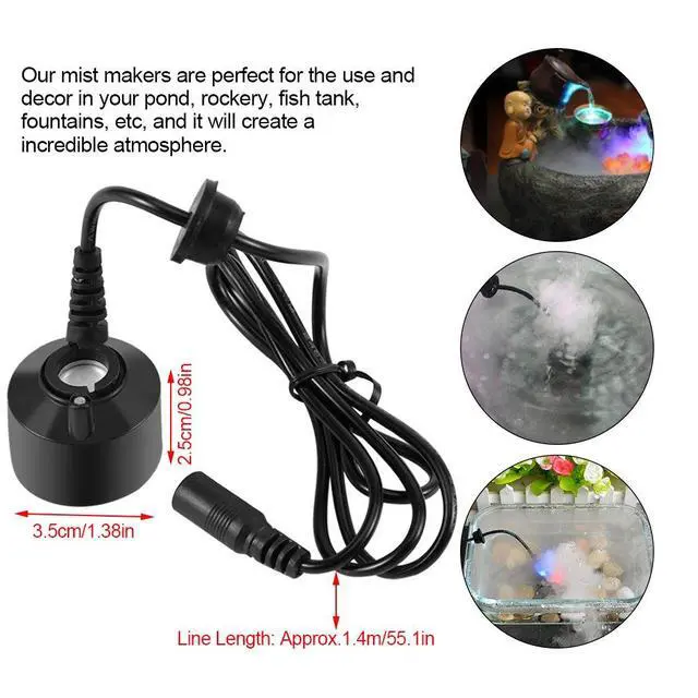 Alt view image 2 of 7 - Mini Mist Maker Fogger Water Fountain Pond Fog Machine Atomizer, Indoor Fountain Mister Foggers, for Water Feature, Halloween, Christmas and Other Holiday Decorations(No Light)