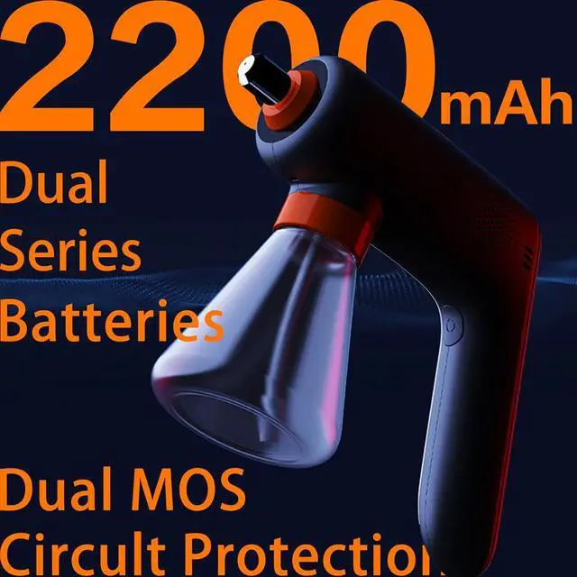 Alt view image 3 of 6 - Cordless Electric Disinfection Fogger, Detachable Stainless Steel Nozzle, 3-Gear Adj 14.2oz Sanitizer Atomizer, Blue Light Nano Spray Gun for Place Cleaning/High-Touch Item Contactless Sanitization