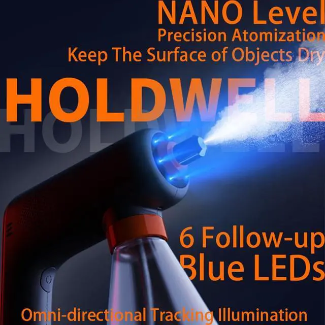 Alt view image 4 of 6 - Cordless Electric Disinfection Fogger, Detachable Stainless Steel Nozzle, 3-Gear Adj 14.2oz Sanitizer Atomizer, Blue Light Nano Spray Gun for Place Cleaning/High-Touch Item Contactless Sanitization