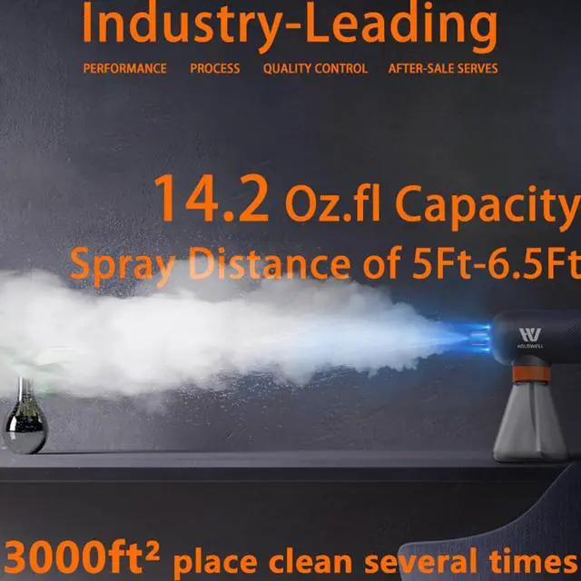 Alt view image 5 of 6 - Cordless Electric Disinfection Fogger, Detachable Stainless Steel Nozzle, 3-Gear Adj 14.2oz Sanitizer Atomizer, Blue Light Nano Spray Gun for Place Cleaning/High-Touch Item Contactless Sanitization