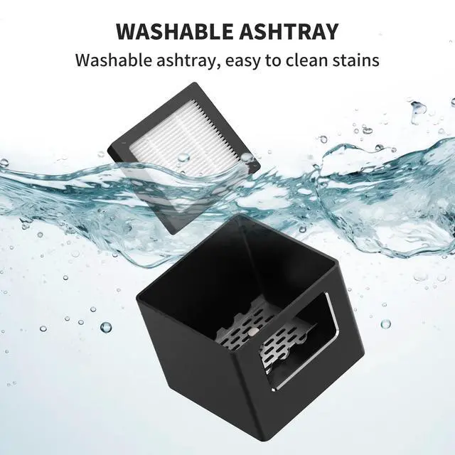 Alt view image 4 of 6 - Rechargeable Mini Ashtray with Lid,Detachable Ash tray with Lighter,Aluminum Smokeless Trash Can with USB Line,Portable Ashtray with LED Blue Light (Black)
