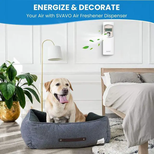 Alt view image 4 of 7 - SVAVO Automatic LCD Fragrance Dispenser - Wall Mount/Free Standing ABS Auto Air Freshener Dispenser Programmable Aerosol Spray Perfume Dispenser for Bathroom, Hotel, Office, Commercial Place, White