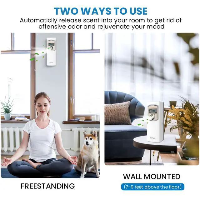 Alt view image 5 of 7 - SVAVO Automatic LCD Fragrance Dispenser - Wall Mount/Free Standing ABS Auto Air Freshener Dispenser Programmable Aerosol Spray Perfume Dispenser for Bathroom, Hotel, Office, Commercial Place, White