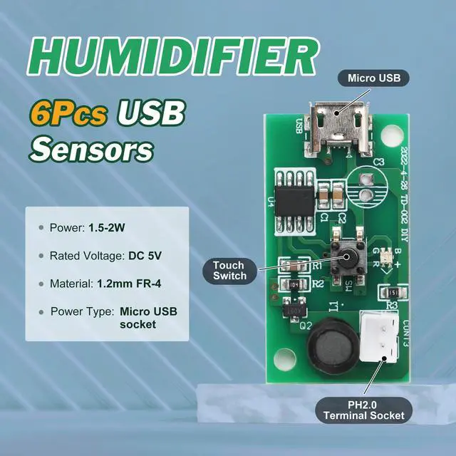 Alt view image 3 of 7 - 4Pcs USB Humidifier Module 5V Humidifieration Atomizer Spray Circuit Ultrasonic Humidifier Board Atomization Plate Disc Drive Board DIY Home