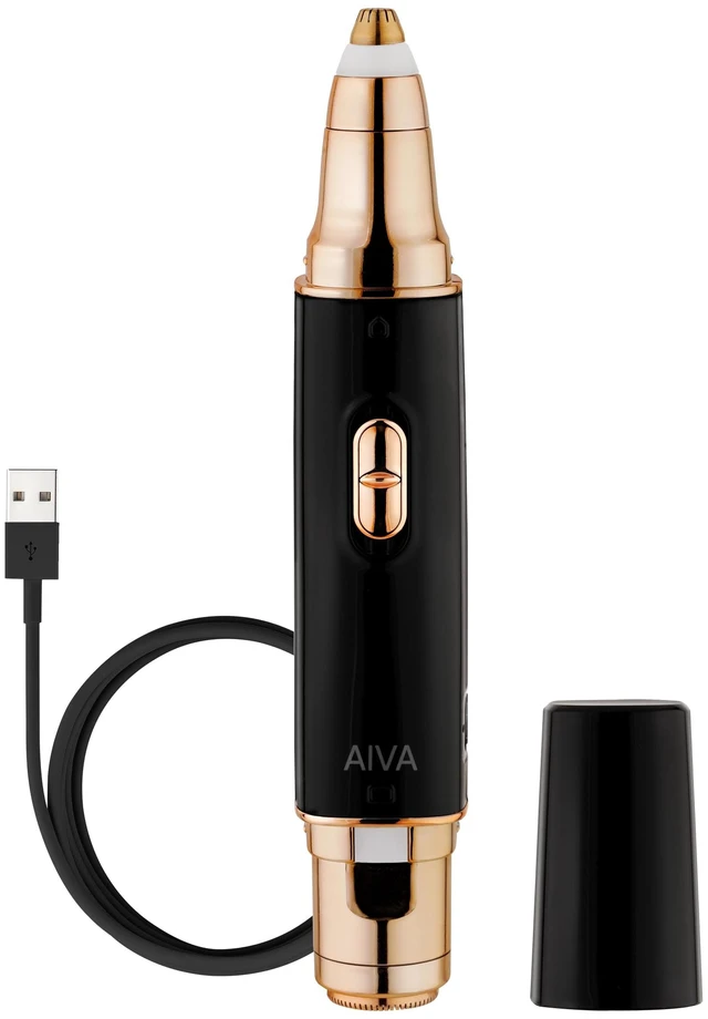 Main image of AIVA 2-in-1 Facial Hair Remover & Eyebrow Trimmer | Double Sided, USB Rechargeable, with Built-in LED Lights for Precision Face Hair Removal