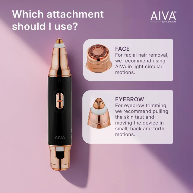 Alt view image 5 of 7 - AIVA 2-in-1 Facial Hair Remover & Eyebrow Trimmer | Double Sided, USB Rechargeable, with Built-in LED Lights for Precision Face Hair Removal