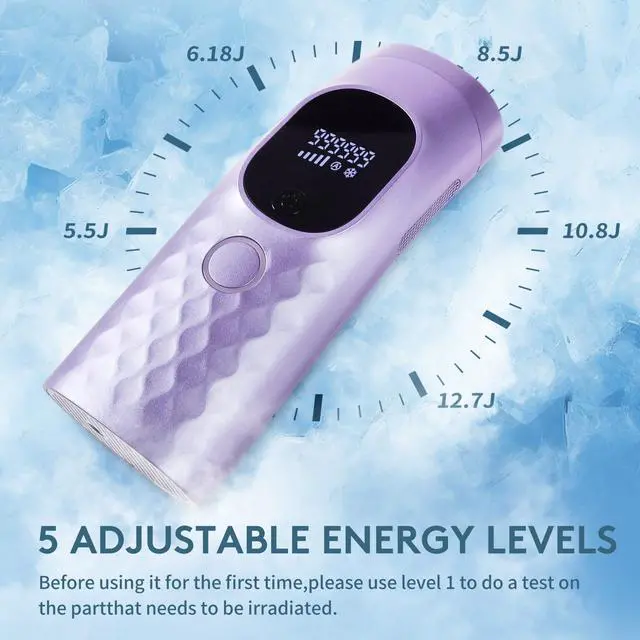 Alt view image 2 of 7 - Laser Hair Removal for Women and Men - Permanent Painless Ice Cooling IPL Device Remover Machine with Shaver, Goggles, 999,999 Flashes for Body and Face, Corded - Purple