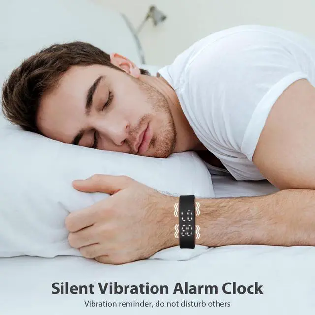 Alt view image 2 of 7 - Mikikit Mens Wrist Wristwatch Bracelet Men Silicone Simple Sport Digital Watch Adjustable Smartwatch Mens Watches for Strap LED Black Electronic Digital Alarm Clock