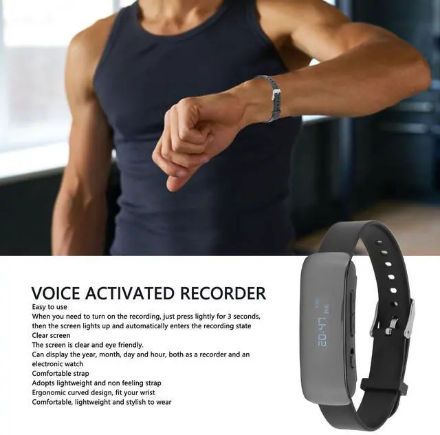 Alt view image 3 of 7 - Digital Voice Recorder Watch, Bracelet Recording Device with 90mAh Battery, Wristband, MP3 Recorder with Timing Recording Audio Device, Watch Voice Activated Recorder (4G)