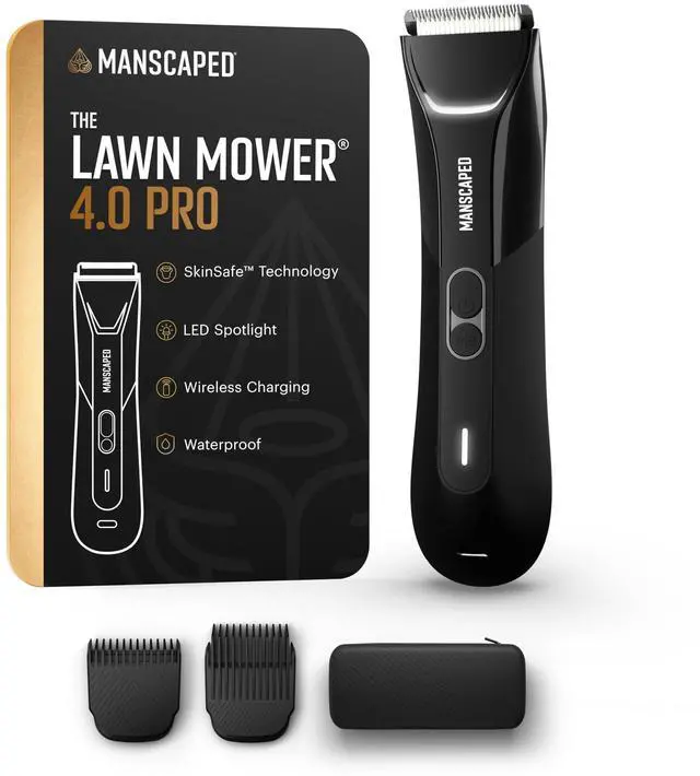 Main image of The Lawn Mower® 4.0 PRO - Groin & Body Hair Trimmer, Updated SkinSafe® Trimmer Blade, Waterproof Wet/Dry Groomer, USB-C & Wireless Charging Compatible, Mens Ball Shaver with Travel Lock