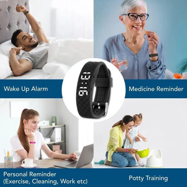 Alt view image 3 of 6 - Tabtime Vibrating Alarm Wristband - Silent Alarm Watch for Adults and Kids - with up to 10 Personal or Pill Reminders per Day