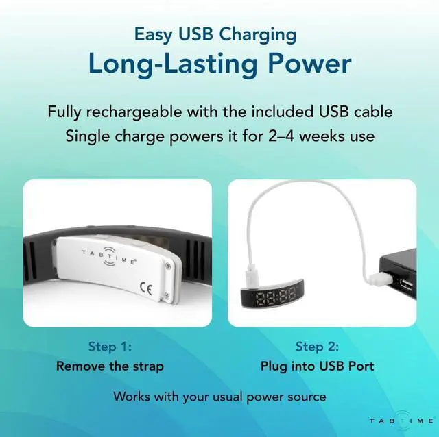 Alt view image 5 of 6 - Tabtime Vibrating Alarm Wristband - Silent Alarm Watch for Adults and Kids - with up to 10 Personal or Pill Reminders per Day