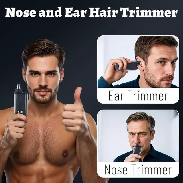 Alt view image 2 of 7 - Nose and Ear Hair Trimmer for Men, 2026 Nose Hair Trimmer Clipper with LED Display for Women, Professional IPX7 Waterproof Dual Edge Blades Nasal Trimmer Clippers for Travel