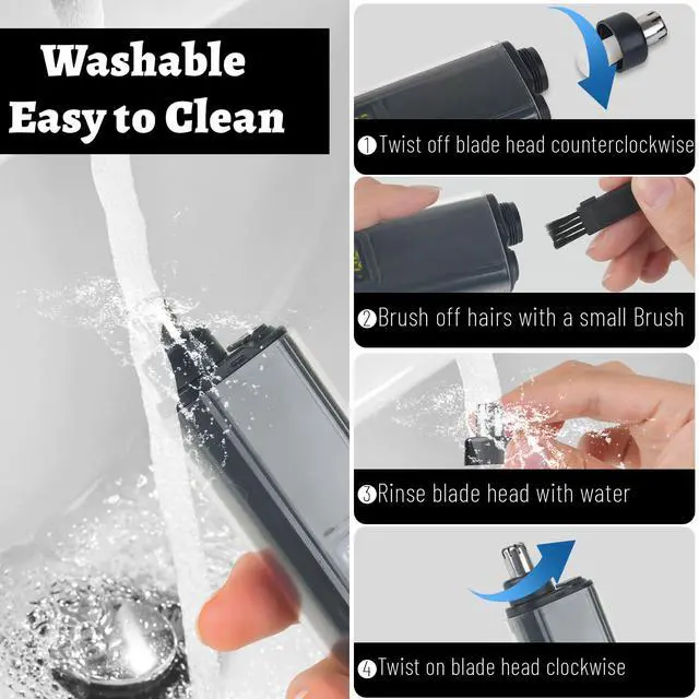 Alt view image 5 of 7 - Nose and Ear Hair Trimmer for Men, 2026 Nose Hair Trimmer Clipper with LED Display for Women, Professional IPX7 Waterproof Dual Edge Blades Nasal Trimmer Clippers for Travel