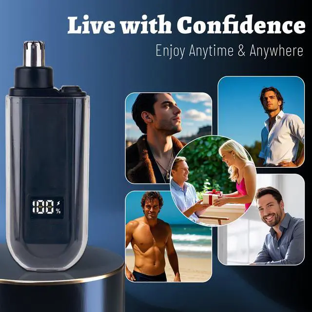 Alt view image 7 of 7 - Nose and Ear Hair Trimmer for Men, 2026 Nose Hair Trimmer Clipper with LED Display for Women, Professional IPX7 Waterproof Dual Edge Blades Nasal Trimmer Clippers for Travel