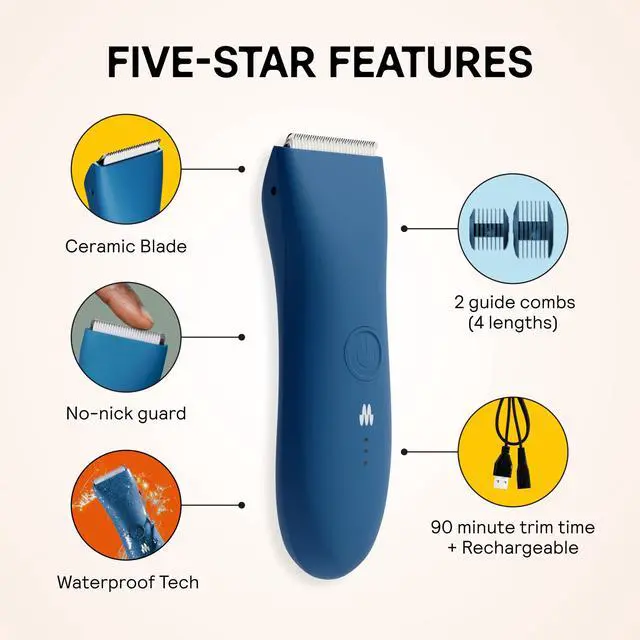 Alt view image 3 of 7 - The Trimmer Original - Body Hair Trimmer for Men, Electric Shaver for Pubic Hair, Chest, Legs & Bikini, Waterproof & Rechargeable, Ocean