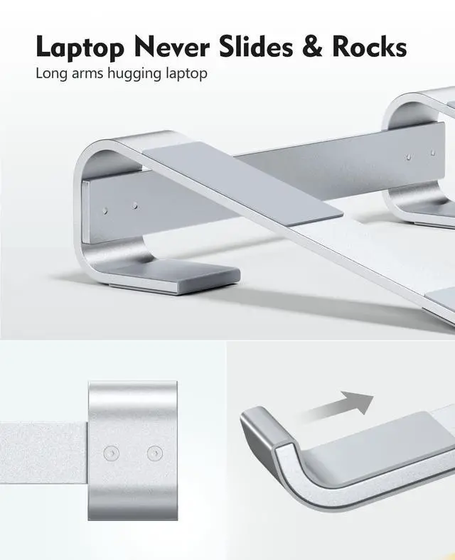 Alt view image 5 of 7 - Laptop Stand for Desk,Aluminum Computer Stand for Cooling,Sturdy Stable Ergonomic Laptop Riser Compatible with MacBook Pro Stand Air/Dell/HP/Lenovo 10-16.2inch Notebook,Work Home Office