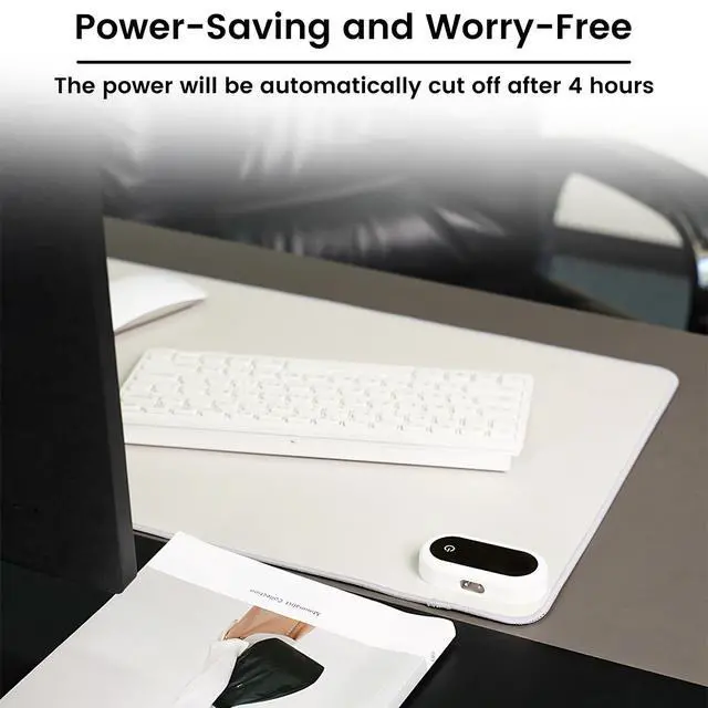 Alt view image 4 of 5 - Heated Large Desk Mat PU Leather Warm Mouse Pad with 5 Heating Level & 4 Hour Auto Shut-Off Heating Keyboard Pad Warmer Gaming Mouse Mat for Home Office Work (Gray, 31.5" X 13")