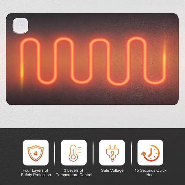 Alt view image 3 of 7 - Warm Desk Pad, Office Desk Mat,3 Speeds Touch Control Warm Big Mouse Pad, 31" x 13" Extended Edition Gaming Mouse Pad, Foot Warmer Pad (Black)