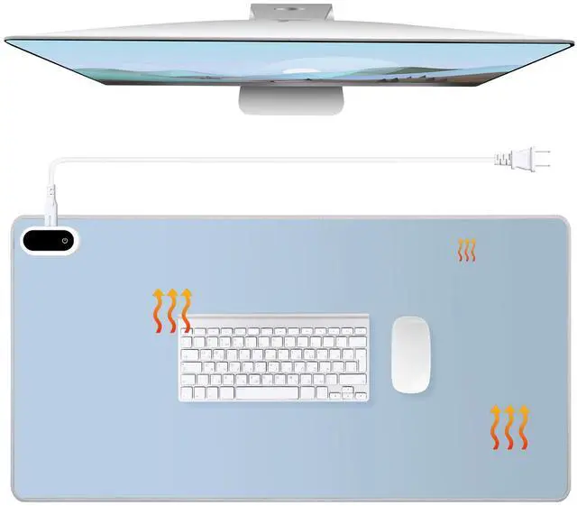 Main image of Konohan Heated Desk Pad Warm Mouse Pad, 5 Heating Level & 4 Hour Auto Shut-Off, PU Leather Warm Mouse Mat Heating Keyboard Gaming Mice Warmer Mat Only Supports 110v(Gray-Blue Color,23.6"x 14.2")