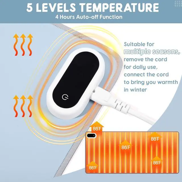 Alt view image 3 of 7 - Konohan Heated Desk Pad Warm Mouse Pad, 5 Heating Level & 4 Hour Auto Shut-Off, PU Leather Warm Mouse Mat Heating Keyboard Gaming Mice Warmer Mat Only Supports 110v(Gray-Blue Color,23.6"x 14.2")