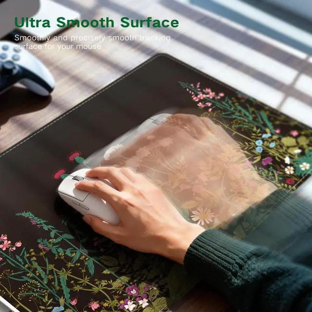 Alt view image 5 of 7 - iCasso Heated Mouse Pad, XL Big Aesthetic Desk Pad with 4 Heating Levels & 4 Auto Shut-Off Levels for Computer Keyboard, 31.5" x 13" Large Safe Desk Mat Hand Warmer for Home Office Work (Weeds)