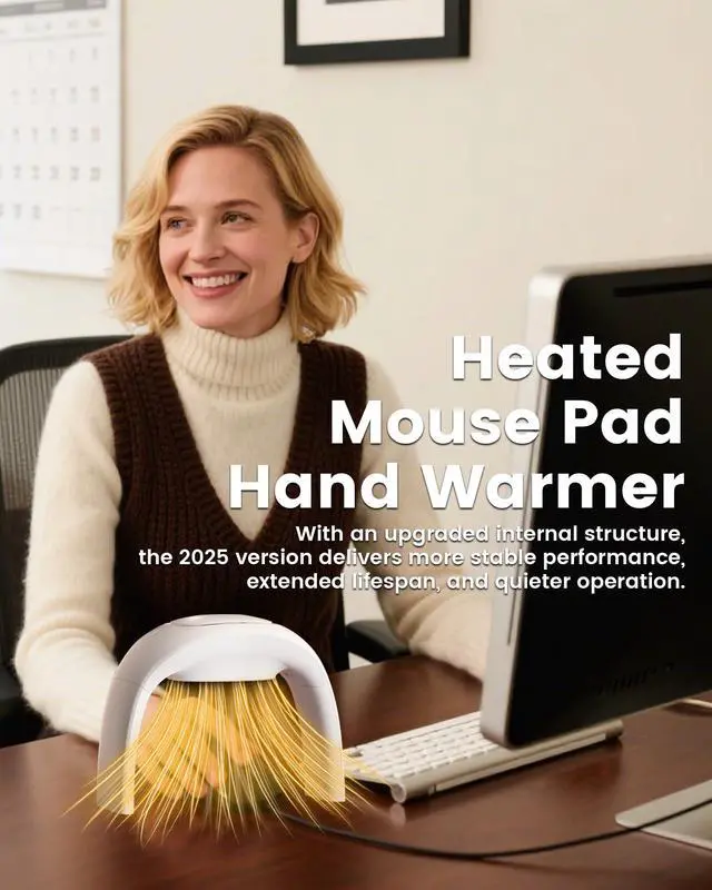 Alt view image 2 of 7 - xuenair 100W Heated Mouse Pad Hand Warmer for Office Home Indoor Desktop Use, 2025 Heated Mouse Pad Indoor Space Heater 3 Temperature 20dB Quiet PTC Fast Heating Energy Saving Foldable