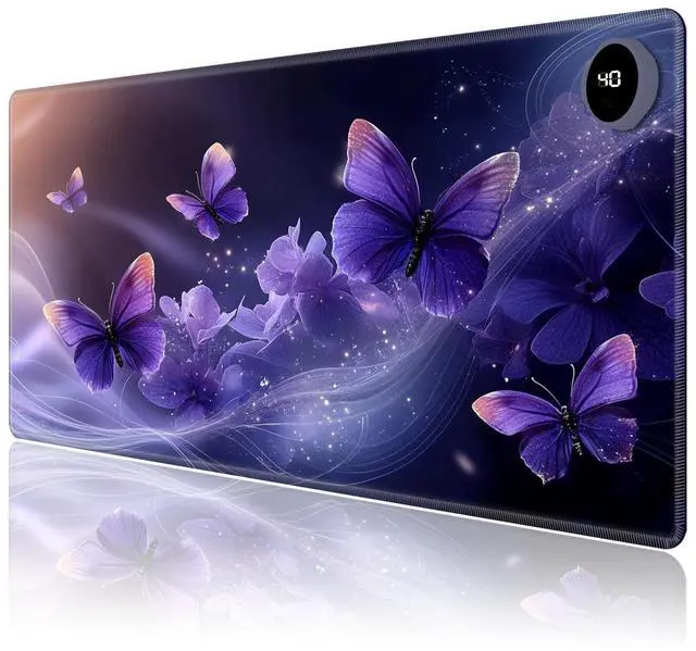 Main image of LYHXLYJH Heated Mouse Pad,Warm Desk Pad with 3 Levels Heating & 3 Hours Auto Shut-Off, PU Leather Heated Desk Pad Warmer Pad for Home Office - 31.5 x 13 inch,Purple Butterfly