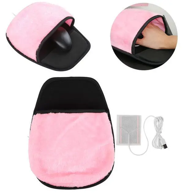Alt view image 2 of 7 - USB Heated Mouse Pad with Hand Warmer Plush Warm Desk Keyboard Hand Warmer for Winter Office & Home Use, Removable & Cozy for Women & Men