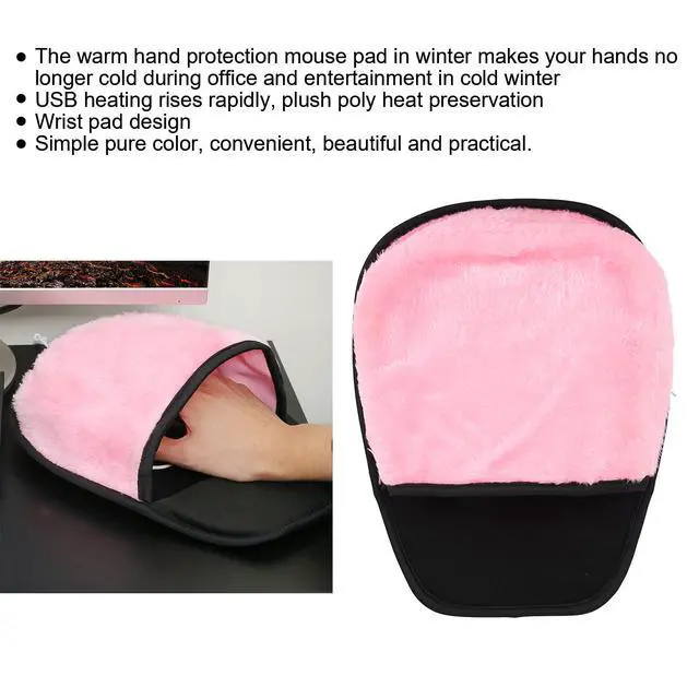 Alt view image 4 of 7 - USB Heated Mouse Pad with Hand Warmer Plush Warm Desk Keyboard Hand Warmer for Winter Office & Home Use, Removable & Cozy for Women & Men