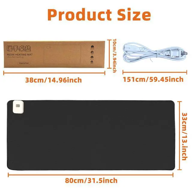 Alt view image 2 of 7 - Ysenchan Heated Desk Pad with 5 Heat Levels & Auto Shut-Off Large PU Leather Mouse Pad, Keyboard Mat & Writing Surface, 31.5" x 13", Black
