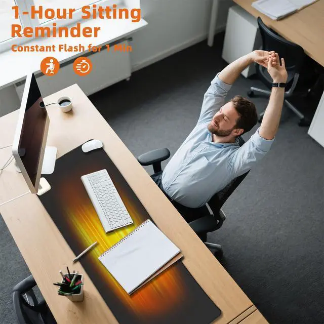 Alt view image 6 of 7 - Ysenchan Heated Desk Pad with 5 Heat Levels & Auto Shut-Off Large PU Leather Mouse Pad, Keyboard Mat & Writing Surface, 31.5" x 13", Black