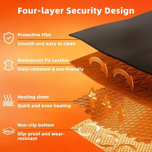 Alt view image 3 of 7 - Ysenchan Heated Desk Pad with 5 Heat Levels & Auto Shut-Off Large PU Leather Mouse Pad, Keyboard Mat & Writing Surface, 31.5" x 13", Black