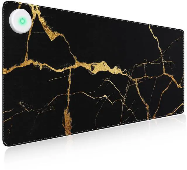 Main image of iLeadon Heated Mouse Pad, Heated Desk Mat, Electric Warm Desk Pad with 3 Heating Levels & 3 Auto Shut-Off Levels, 35.4" x 15.7" Large Safe Desk Mat Hand Warmer for Home Office Work, Black Gold Marble