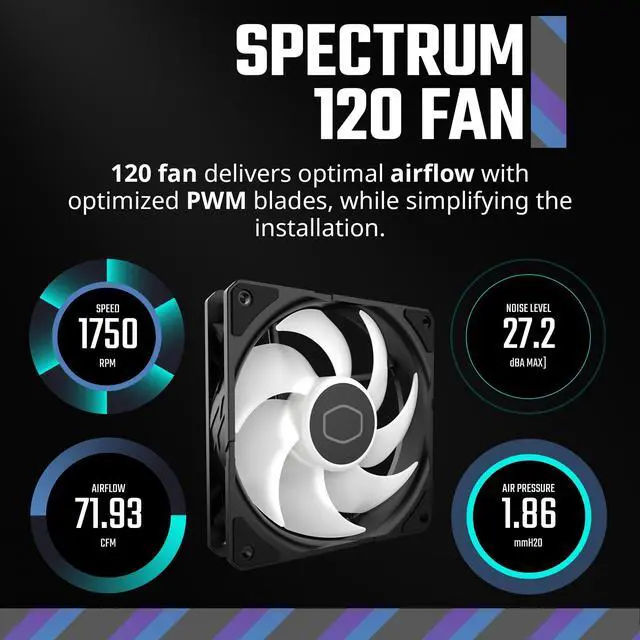 Alt view image 4 of 7 - Hyper 212 Spectrum V3 ARGB CPU Air Cooler, 4 Heat Pipes