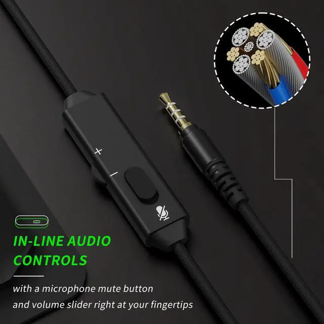 Alt view image 6 of 7 - BINNUNE Gaming Headset with Mic for PS4 PS5 Xbox Series X|S Xbox 1 PC NS, Wired Gaming Headphones with Microphone for PS 4|5 Xbox1