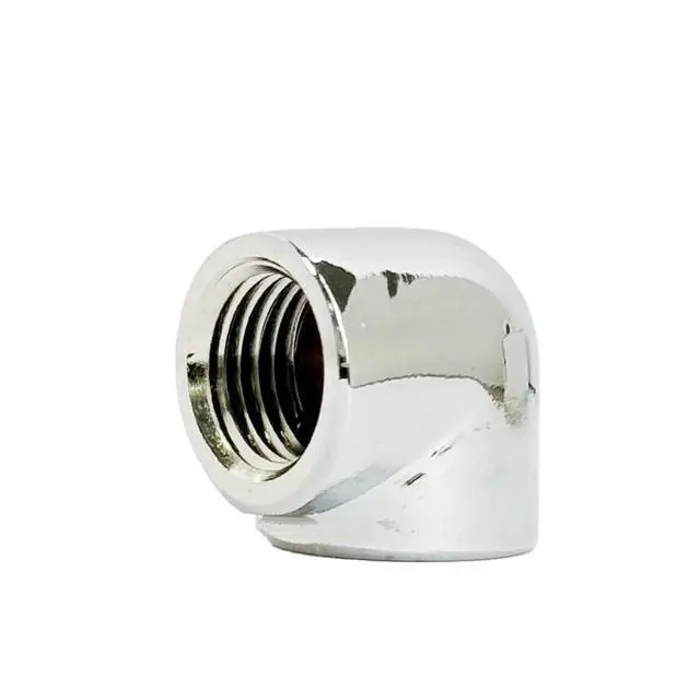 Alt view image 2 of 3 - Dracaena.io 6 Pack G1/4" Female to Female 90° Angle Elbow Fittings, Brass Water Cooling Connector Adapter for PC Computer Liquid Cooling Loop, Durable Leak Proof Extender Fitting, Silver