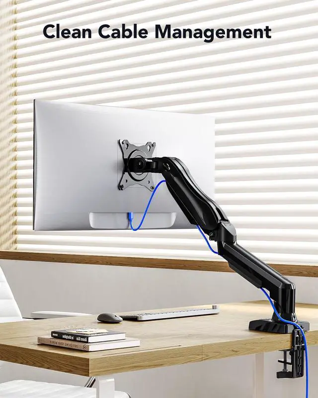 Alt view image 6 of 7 - HUANUO Single Monitor Mount, 13 to 32 Inch Monitor Arm, Adjustable Monitor Stand, Vesa Mount with Clamp and Grommet Base - Fits 4.4 to 19.8lbs LCD Computer Monitors