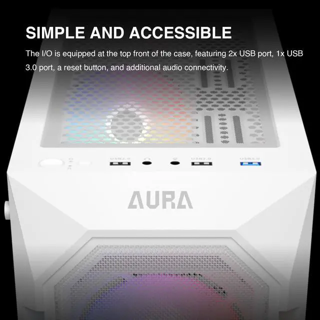 Alt view image 7 of 7 - GAMDIAS White ATX Mid Tower Gaming Computer PC Case w/Tempered Glass, Built-in 4X 120mm ARGB Fans, Support Up to 6X 120mm Fans, 360mm AIO/Radiator, 340mm GPU/VGA, 160mm CPU Air Cooler