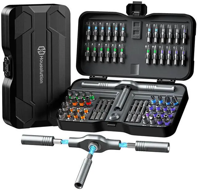 Main image of 66 in 1 Ratchet Screwdriver Set with Detachable Handle, 6.2° Ratchet Head, Multi S2 Steel Bit Free Combination, Portable Repair Tool Kit for Christmas Gifts Furniture, Computer, Bicycle, DIY