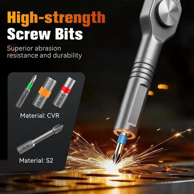 Alt view image 3 of 7 - 66 in 1 Ratchet Screwdriver Set with Detachable Handle, 6.2° Ratchet Head, Multi S2 Steel Bit Free Combination, Portable Repair Tool Kit for Christmas Gifts Furniture, Computer, Bicycle, DIY